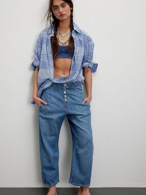 We The Free Osaka Jeans High-Rise Button-Fly Barrel Jeans
